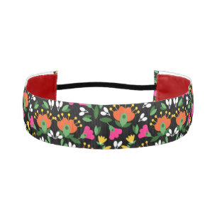 Boho Design Bold Color Floral Athletic Headband