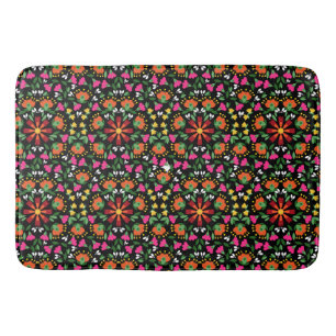 Boho Design Bold Color Floral Bath Mat