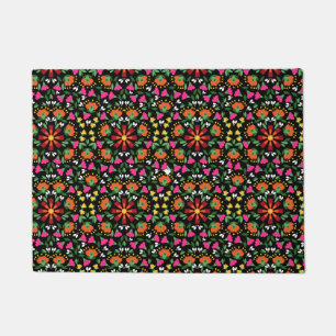 Boho Design Bold Color Floral Doormat