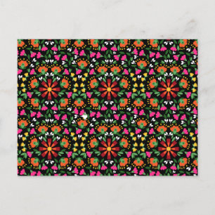 Boho Design Bold Color Floral Postcard
