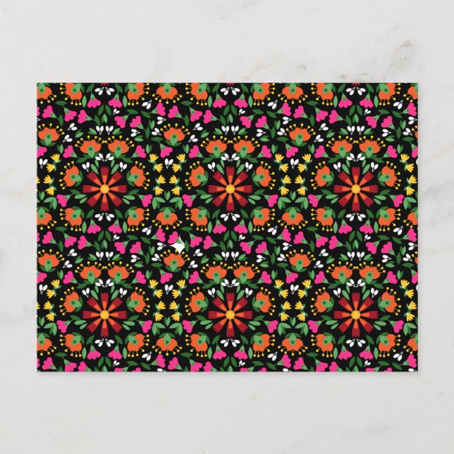 Boho Design Bold Color Floral Postcard (Front)