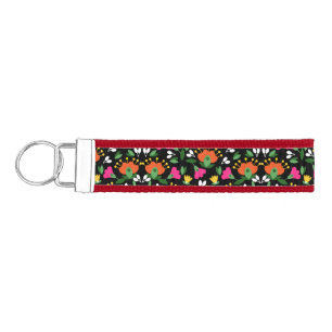 Boho Design Bold Color Floral Wrist Keychain