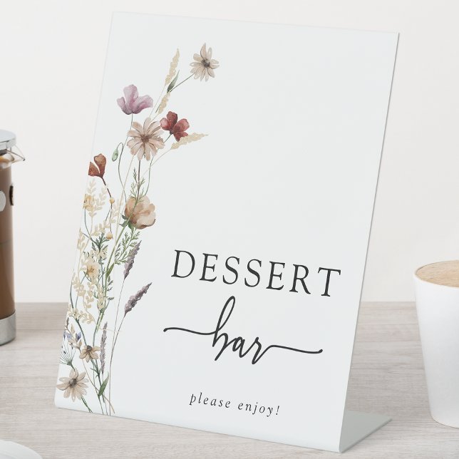 Boho Dessert Bar Pedestal Sign (Boho Wildflower Dessert Bar Pedestal Sign by Painted Paperie)
