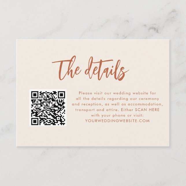 Boho Dessert QR Wedding Details Enclosure Cards (Front)