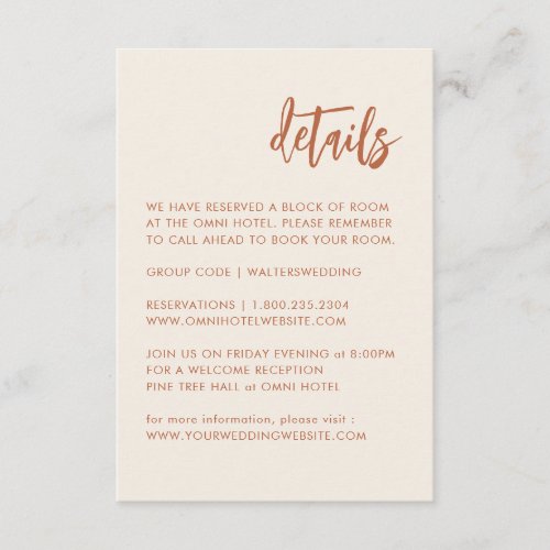 Boho Dessert Wedding Details Enclosure Card