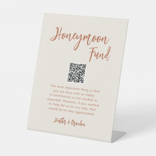 Boho Dessert Wedding Honeymoon Fund QR Sign