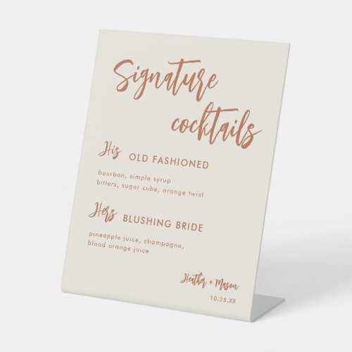 Boho Dessert Wedding Signature Cocktails Sign