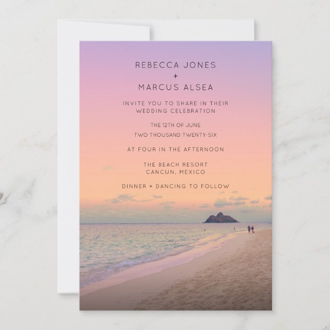 Boho Destination Beach Photo Wedding  Invitation (Front)