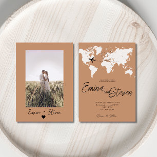 Boho Destination map travel wedding  Invitation