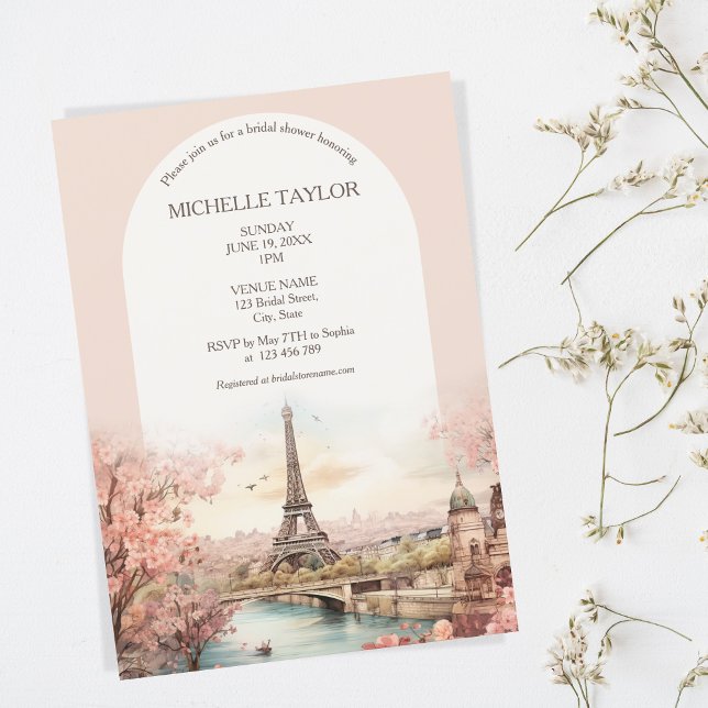 Boho Destination Wedding Paris Eiffel Tower French Invitation (Creator Uploaded)