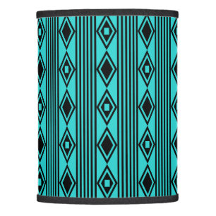 Boho Diamonds Stripes Black Turquoise Lamp Shade