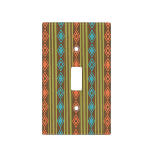 Boho Diamonds Stripes Multicolored Light Switch Cover