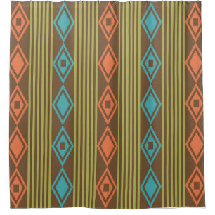 Boho Diamonds Stripes Multicolored Shower Curtain