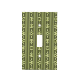 Boho Diamonds Stripes Olive Green Light Switch Cover