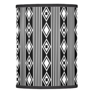 Boho Diamonds Stripes White Black Lamp Shade