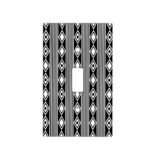 Boho Diamonds Stripes White Black Light Switch Cover