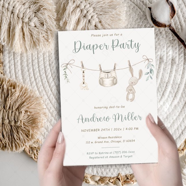 Boho Diaper Party Custom Invitation for dad-to-be (Creator Uploaded)