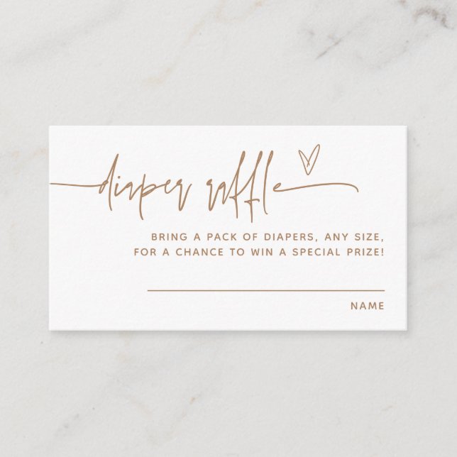 Boho Diaper Raffle Card, Neutral Modern Minimalist Enclosure Card (Front)