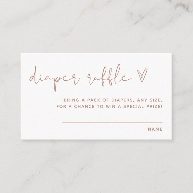 Boho Diaper Raffle Card, Neutral Modern Minimalist Enclosure Card (Front)