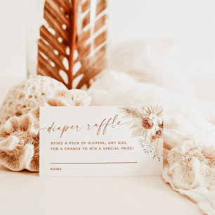 Boho Diaper Raffle Card Pampas Grass Baby Shower