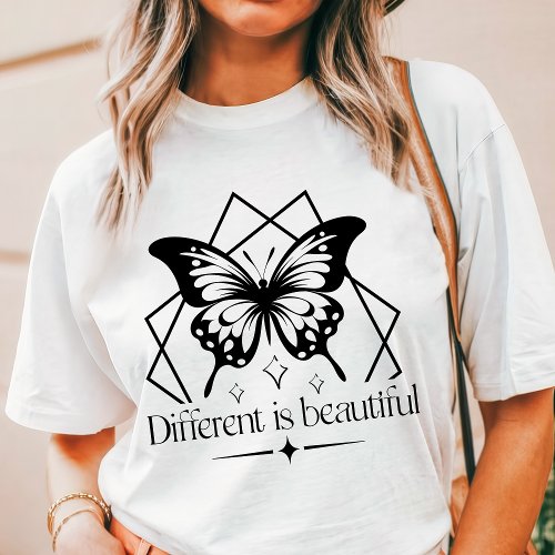 Boho Different Is Beautiful Black Butterfly Tri-Blend Shirt