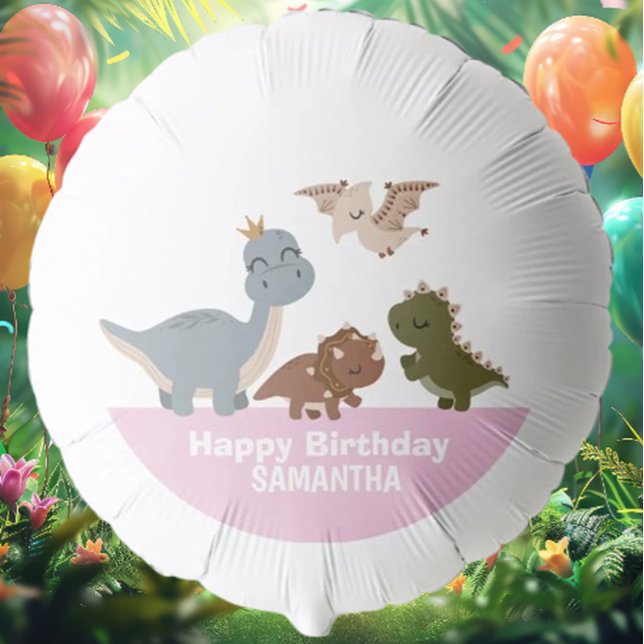 Boho  Dinosaur  1st Birthday Pink Balloon (Celebrate your little one's milestone with the enchanting Boho Dinosaur 1st Birthday Pink Balloon! )