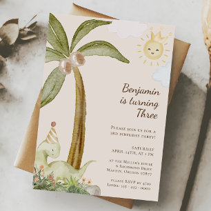 Boho Dinosaur Any Age Children's Birthday Party Invitation