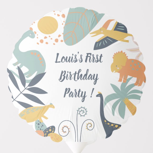 Boho Dinosaur Baby Birthday Party Balloon (Front)