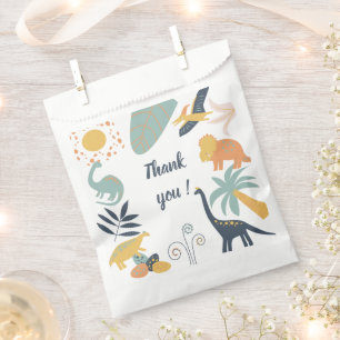 Boho Dinosaur Baby Birthday Party Invitation Favor Bag