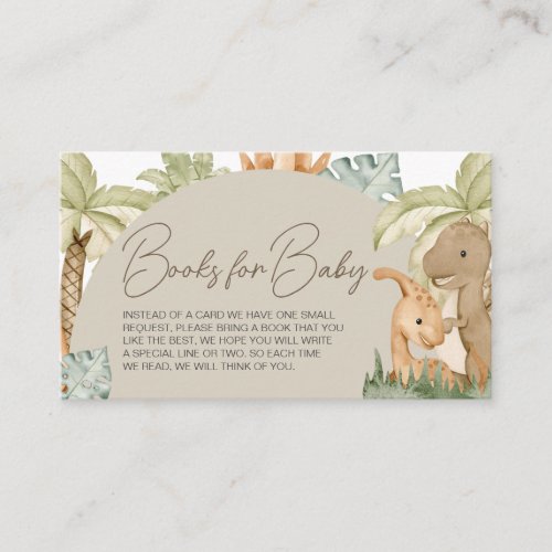 Boho Dinosaur Baby Shower Books for Baby Enclosure Card