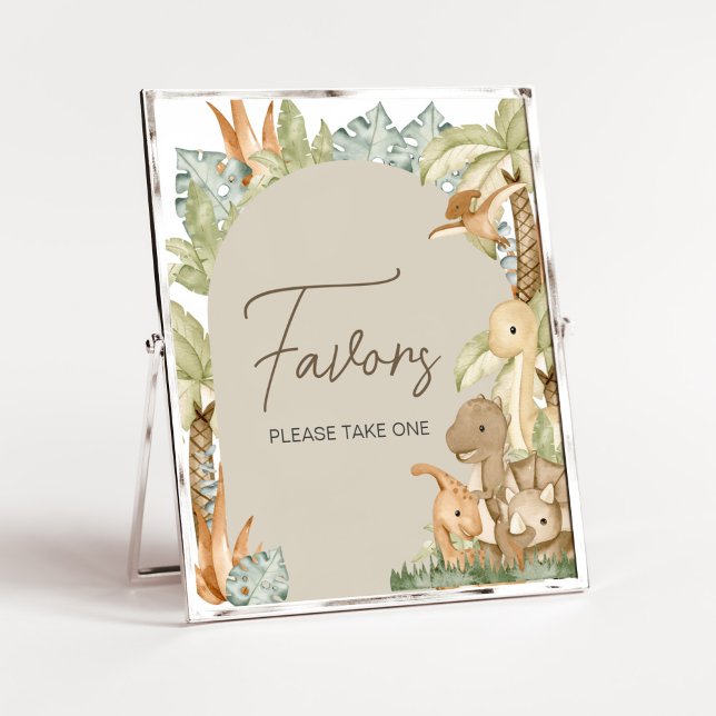 Boho Dinosaur Baby Shower Favors Poster (Gender Neutral Dino Baby Shower Favors Sign)
