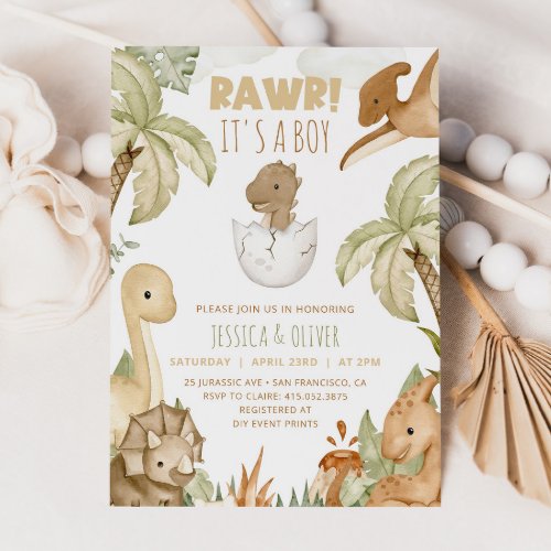 BOHO DINOSAUR Baby Shower Invitation Its A Boy Invitation