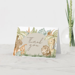 Boho Dinosaur Baby Shower Letterpress Thank You Card
