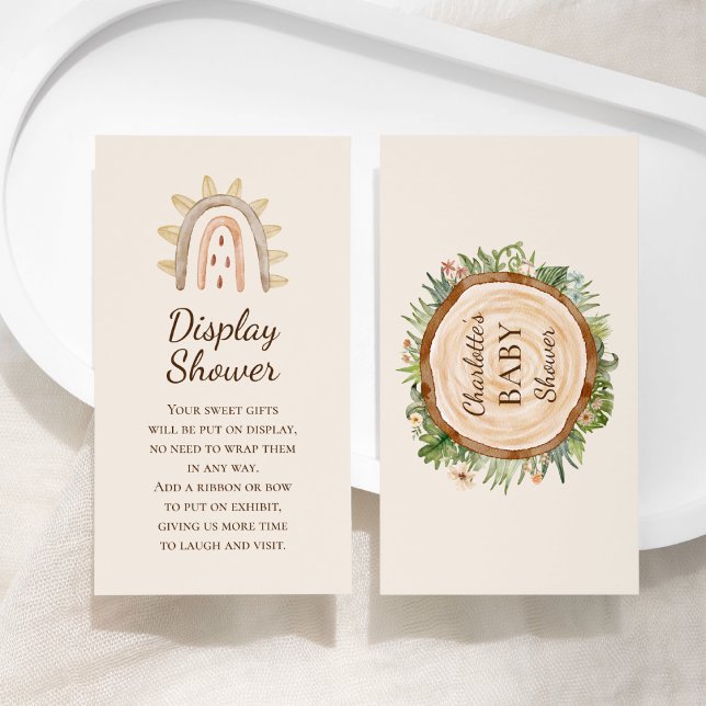 Boho Dinosaur Beige Baby Shower Display Shower Enclosure Card (Creator Uploaded)