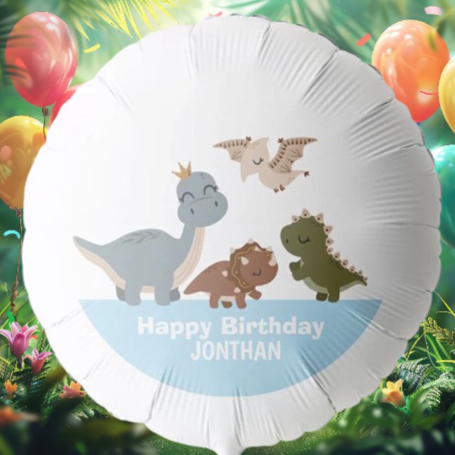 Boho  Dinosaur  Birthday blue theme Balloon (Our Dinosaur Birthday blue party balloon adds a prehistoric touch to your celebration. )