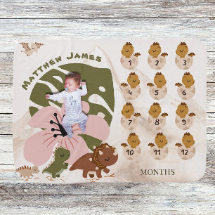  Boho Dinosaur Newborn Growth Tracker Milestone  Baby Blanket