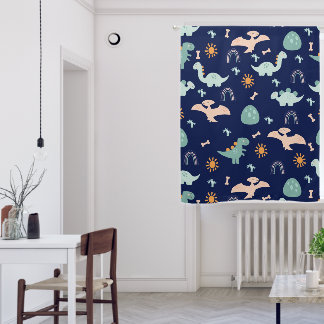 Boho Dinosaurs Adventure Dark Blue Nursery Blackout Curtains