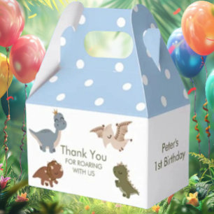 Boho Dinosaurs Blue Thank You Favor Boxes
