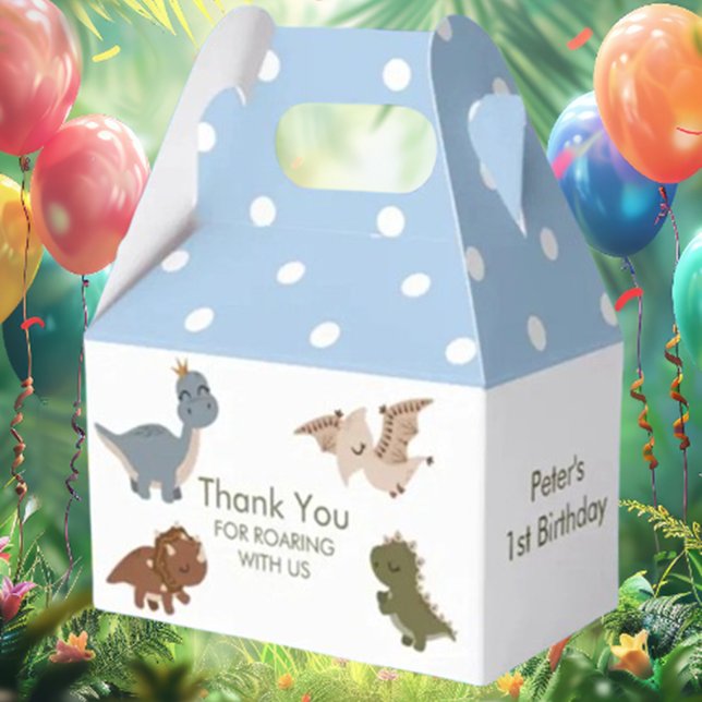 Boho Dinosaurs Blue Thank You  Favor Boxes (Delight your guests with our Boho Dinosaurs BLUE Thank You Favor Box!)