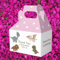 Boho Dinosaurs Pink Thank You Favor Box