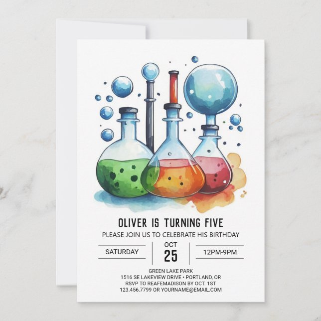 Boho Discovery Fusion Scientist Birthday Invitation (Front)