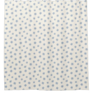 Boho Ditsy Floral Dainty Wild Flower Blue On Beige Shower Curtain