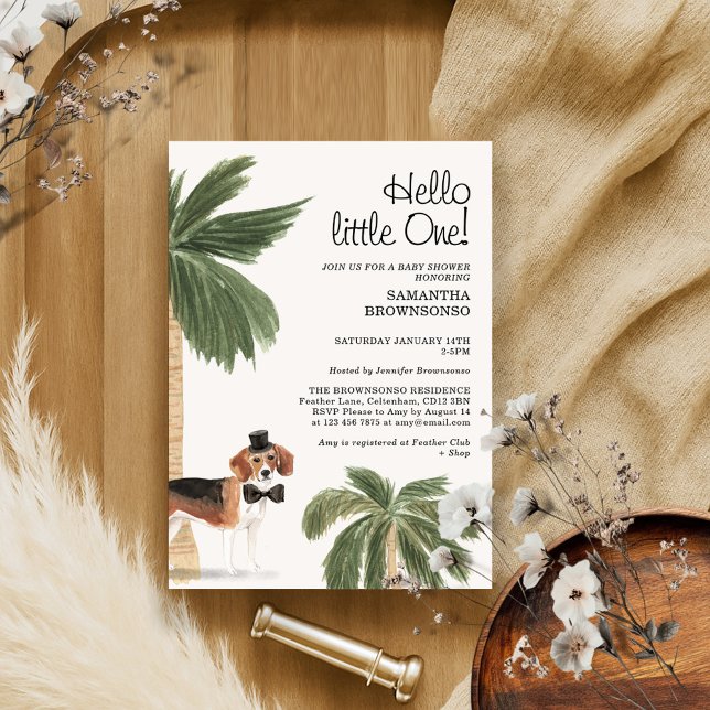 Boho Dog Boy Baby Shower Rustic Beagle Invitation (Creator Uploaded)