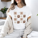 Boho Dog & Cat Paw Checkered  T-Shirt<br><div class="desc">Delightful Boho Dog & Cat Paw checkered pattern. Perfect for pet lovers as a Birthday gift,  Mother's Day,  or just as an every-occasion gift idea</div>