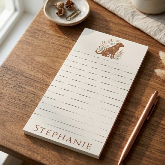 Boho Dog Notepad – Celestial To-Do List (Dog mom magnetic notepad)