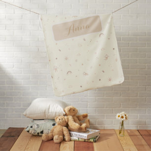 Boho Doodle Baby Blanket with Custom Name