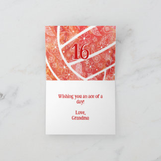 boho doodle feathers orange volleyball birthday card