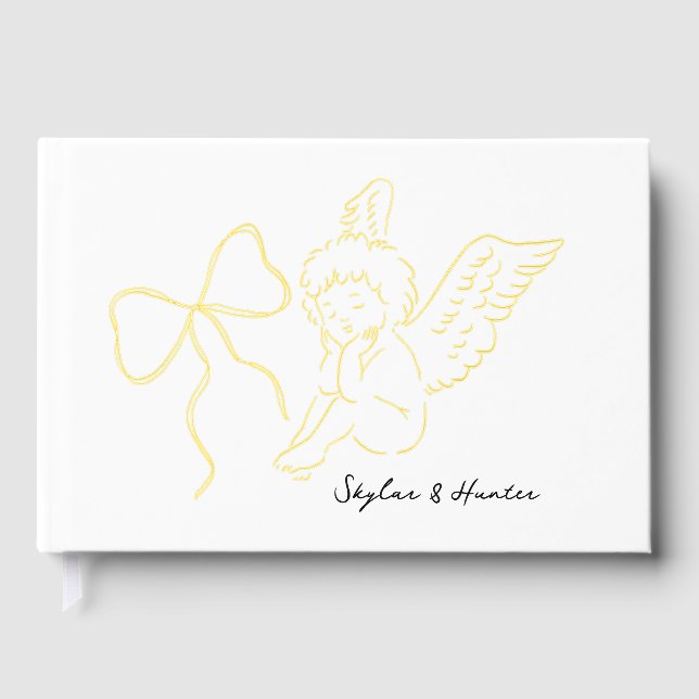 Boho Doodle Handwritten Hand Drawn  Foil Guest Book (Front)