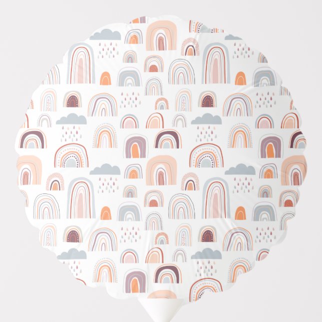 Boho Doodle Rainbow Pattern Balloon (Front)