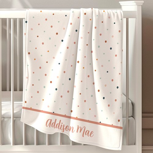 Boho Dots Minimalist Pattern Personalized Baby Blanket